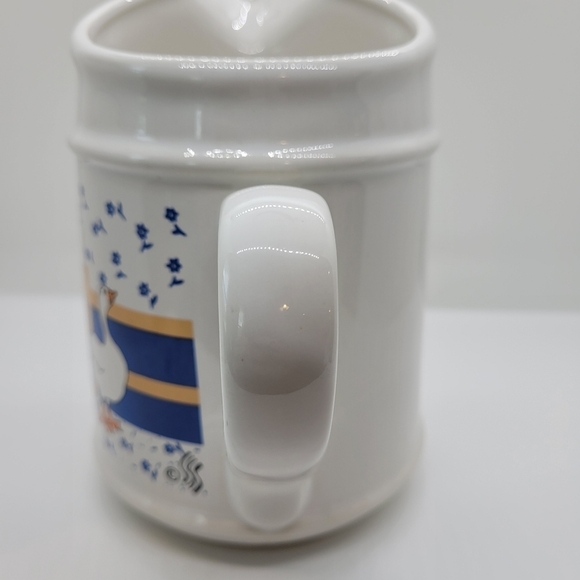 Vintage Country Blue Ribbon Goose Duck Ceramic Creamer Pitcher - Picture 4 of 10